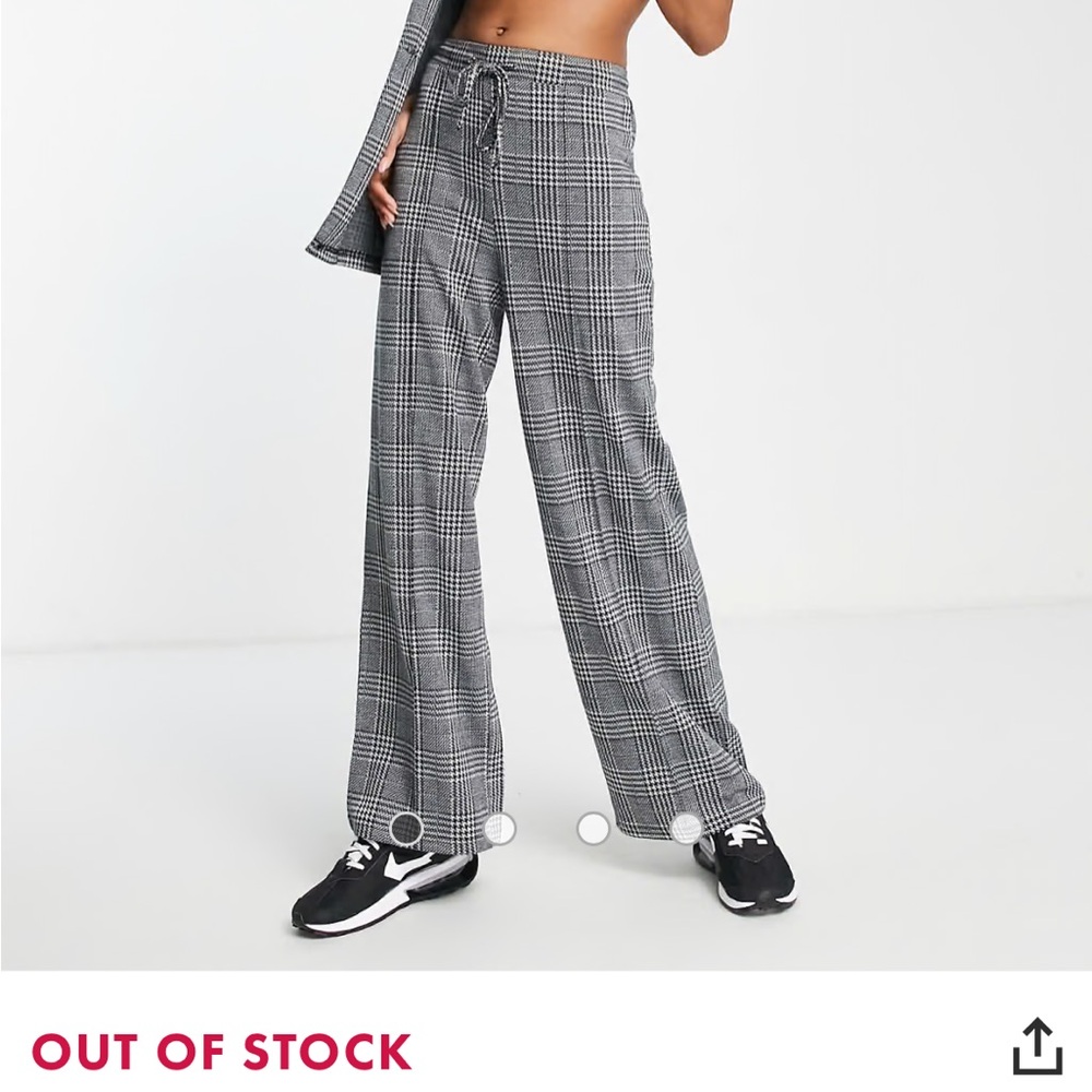 ASOS DESIGN jersey slouch wide leg suit pants in prince of wales check